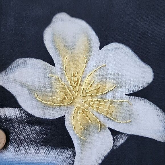 Tulliano Silk Camp Shirt Hawaiian Embroidered Martini Floral Sunset Black XL - Picture 7 of 7